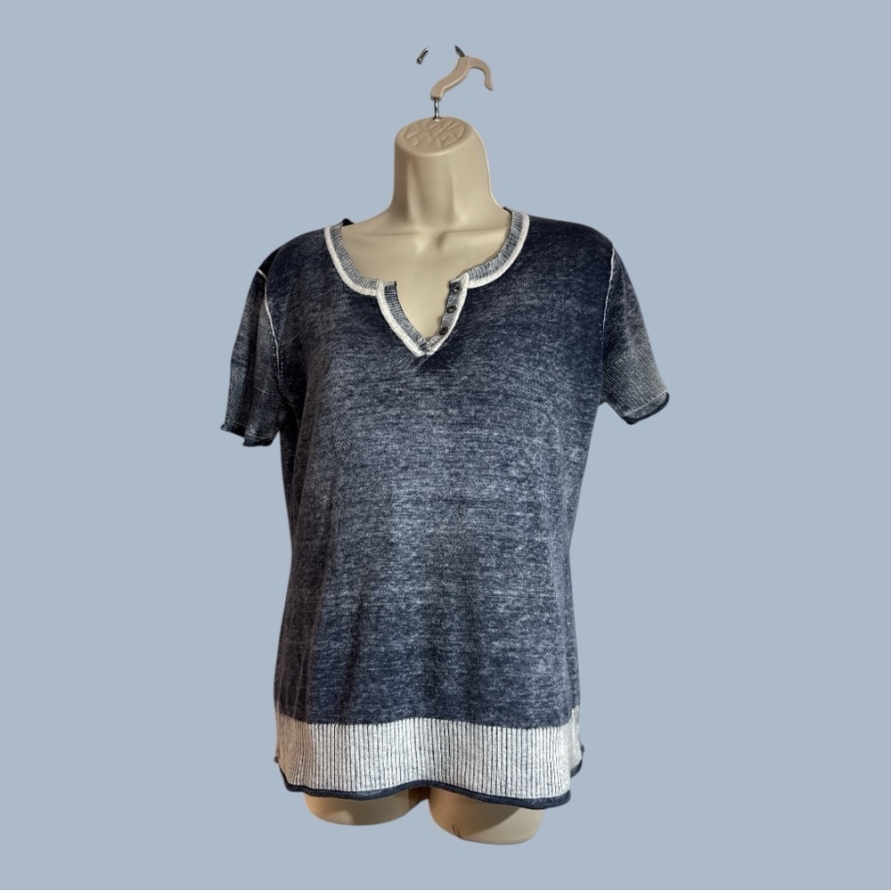 Converse One Star 100% Cotton Sweater T-Shirt Distressed Blue Size L